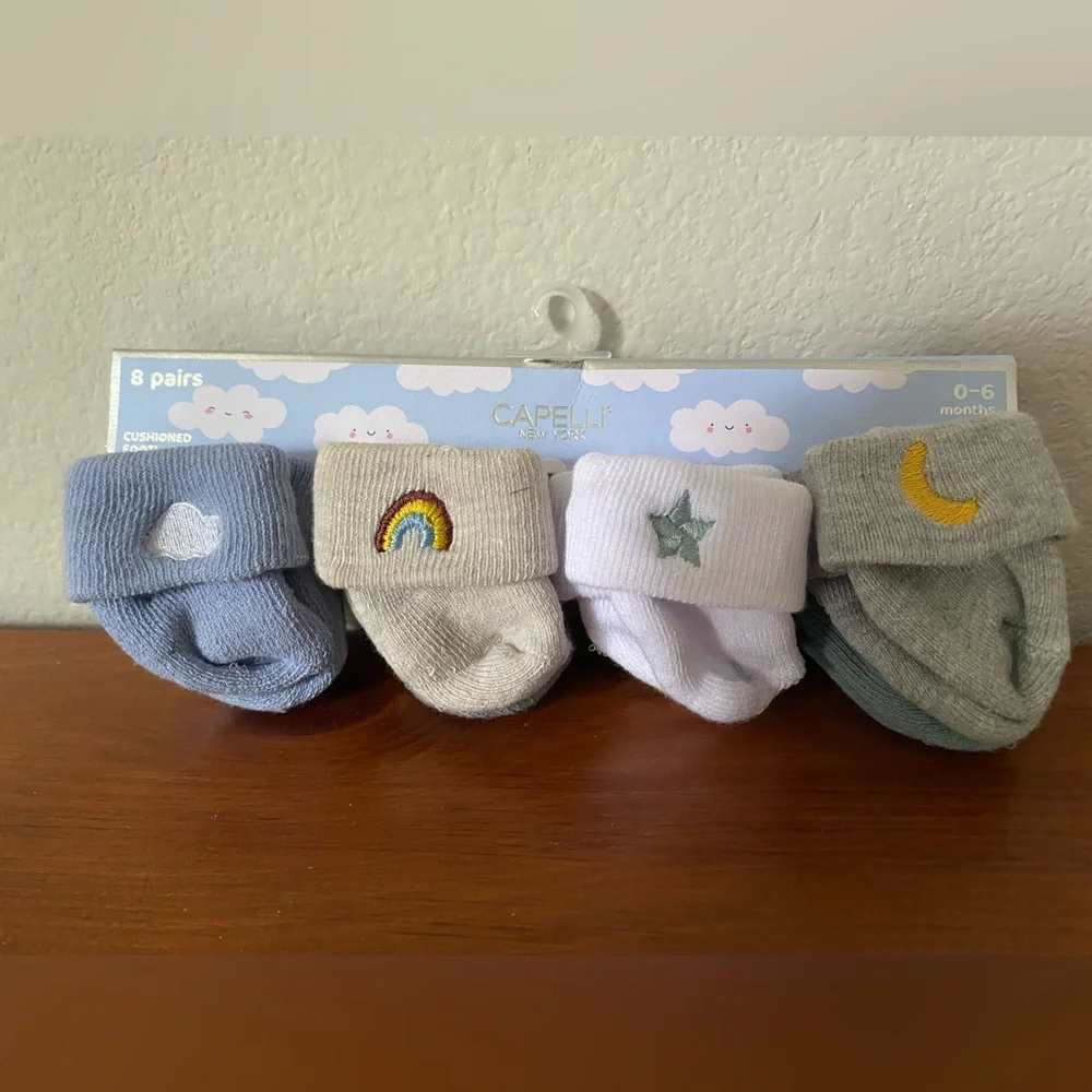 Capelli of New York Baby Socks Set - Blue, Cream, White, Gray - newborn new!